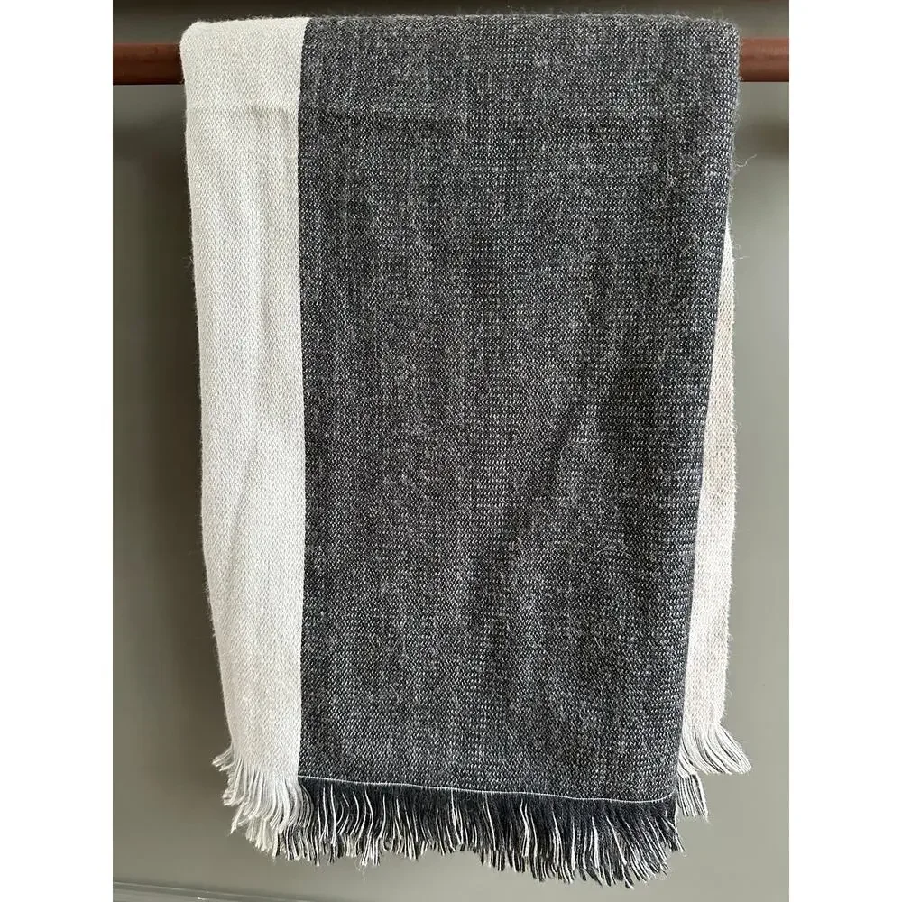Shupaca alpaca blend throw blanket gray fringed 50x72”